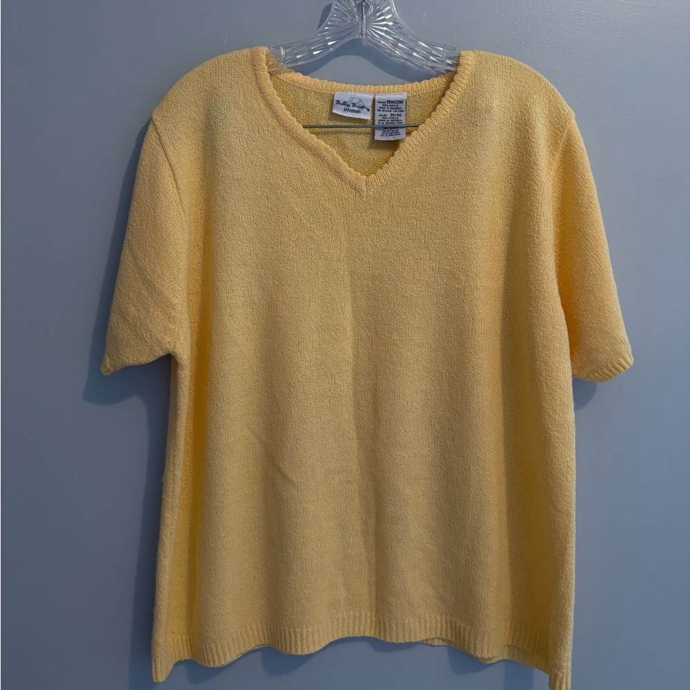 Bobbie Brooks Women's Size 18W / 20W Butter Yellow Knit Sweater V-Neck - Picture 7 of 15